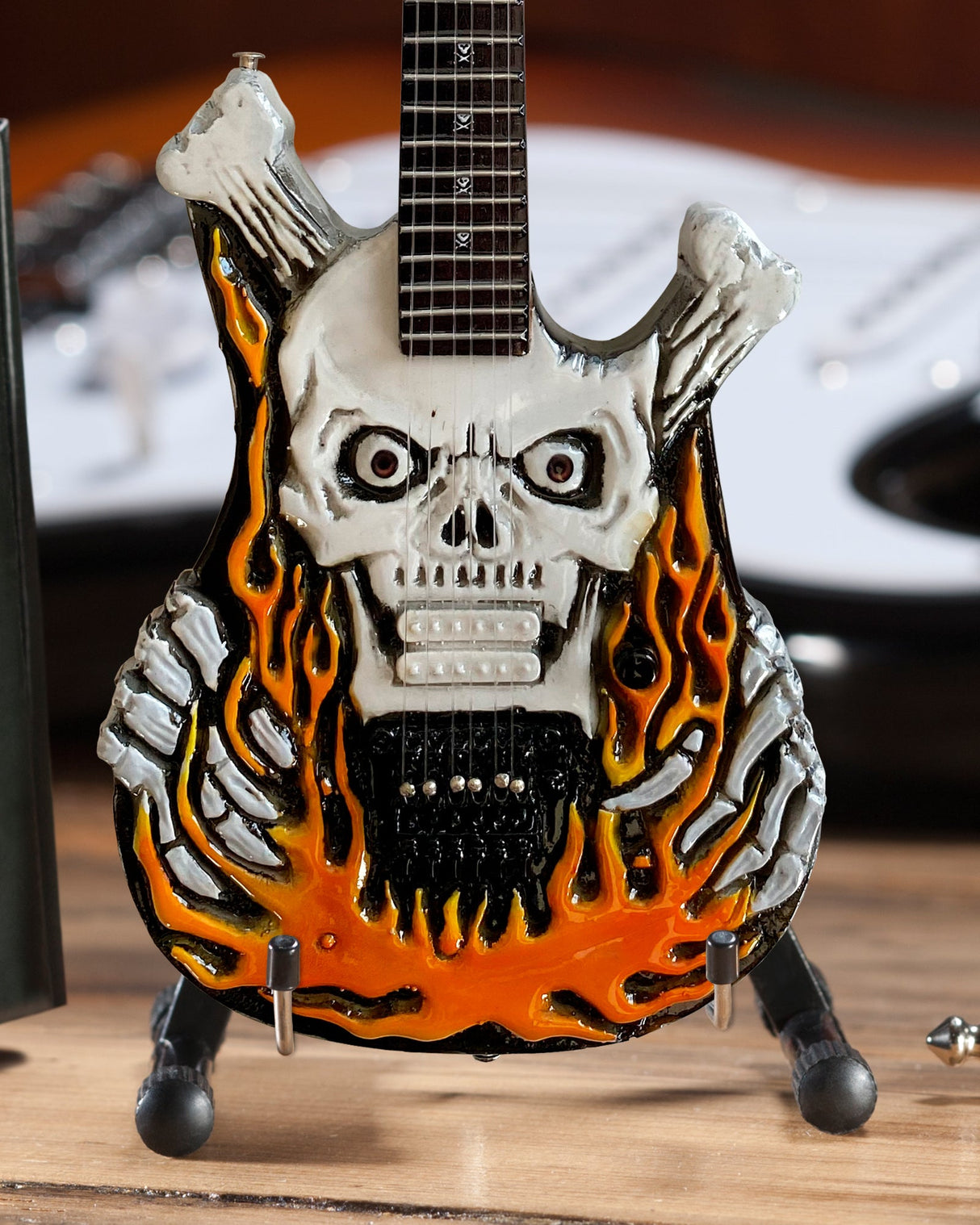 Official George Lynch Signature Flaming Skull Mini Guitar Replica