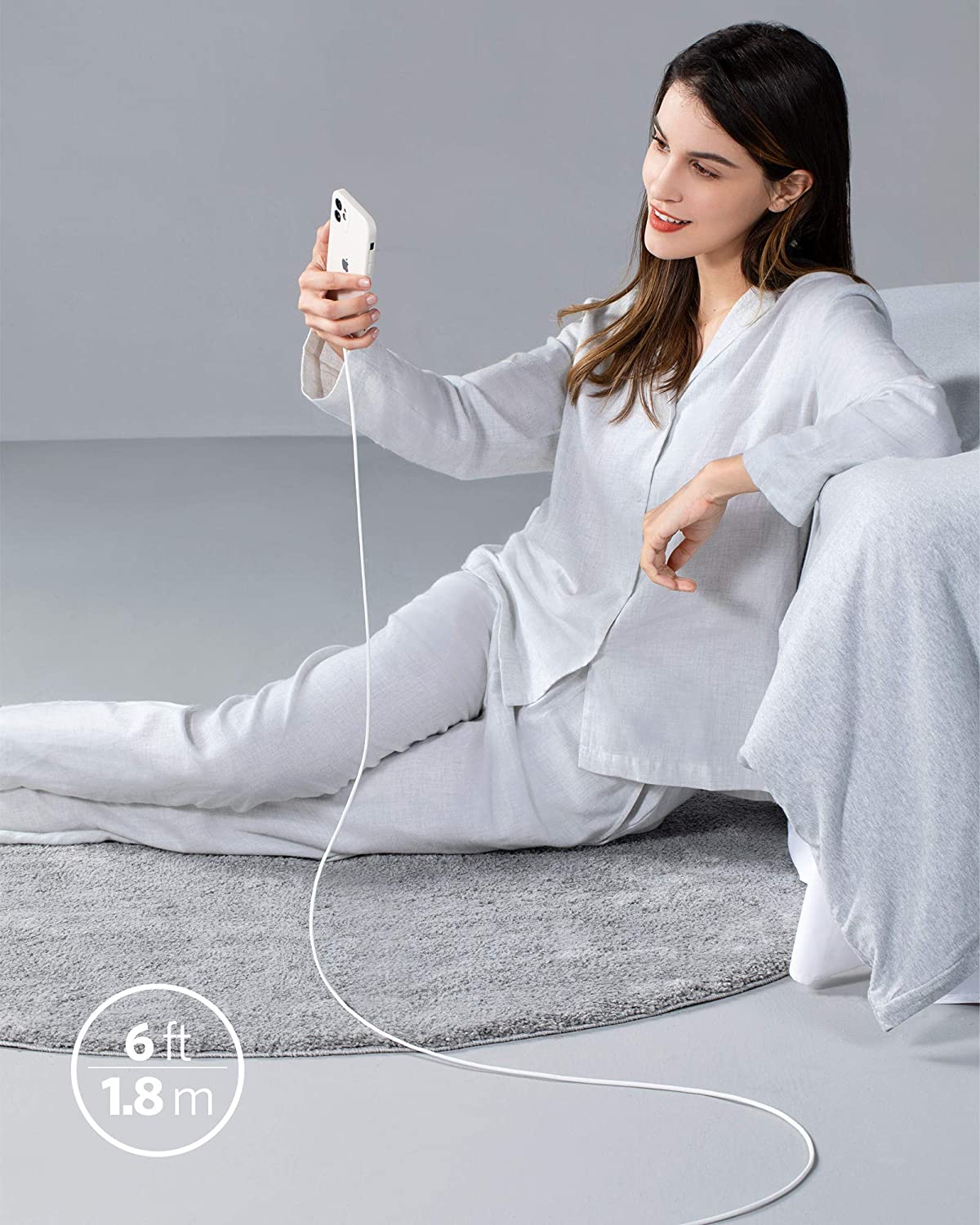 Anker 641 USB-C to Lightning Cable in silicone, 3 ft length, showing the flexible, durable cable with connectors at both ends.