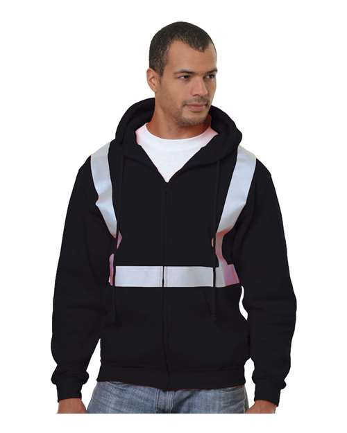 Men's USA-Made Hi-Visibility Full-Zip Hooded Sweatshirt - AKD Ink