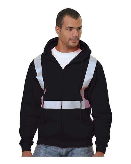 Men's USA-Made Hi-Visibility Full-Zip Hooded Sweatshirt - AKD Ink