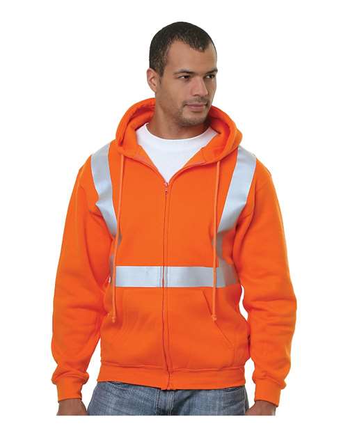 Men's USA-Made Hi-Visibility Full-Zip Hooded Sweatshirt - AKD Ink