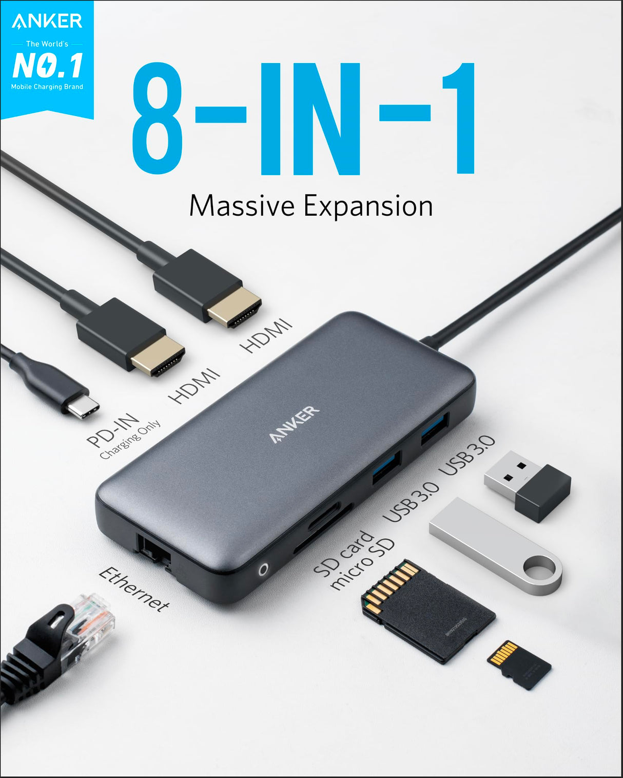 Anker <b>553</b> USB-C Hub (8-in-1)-AKD Ink