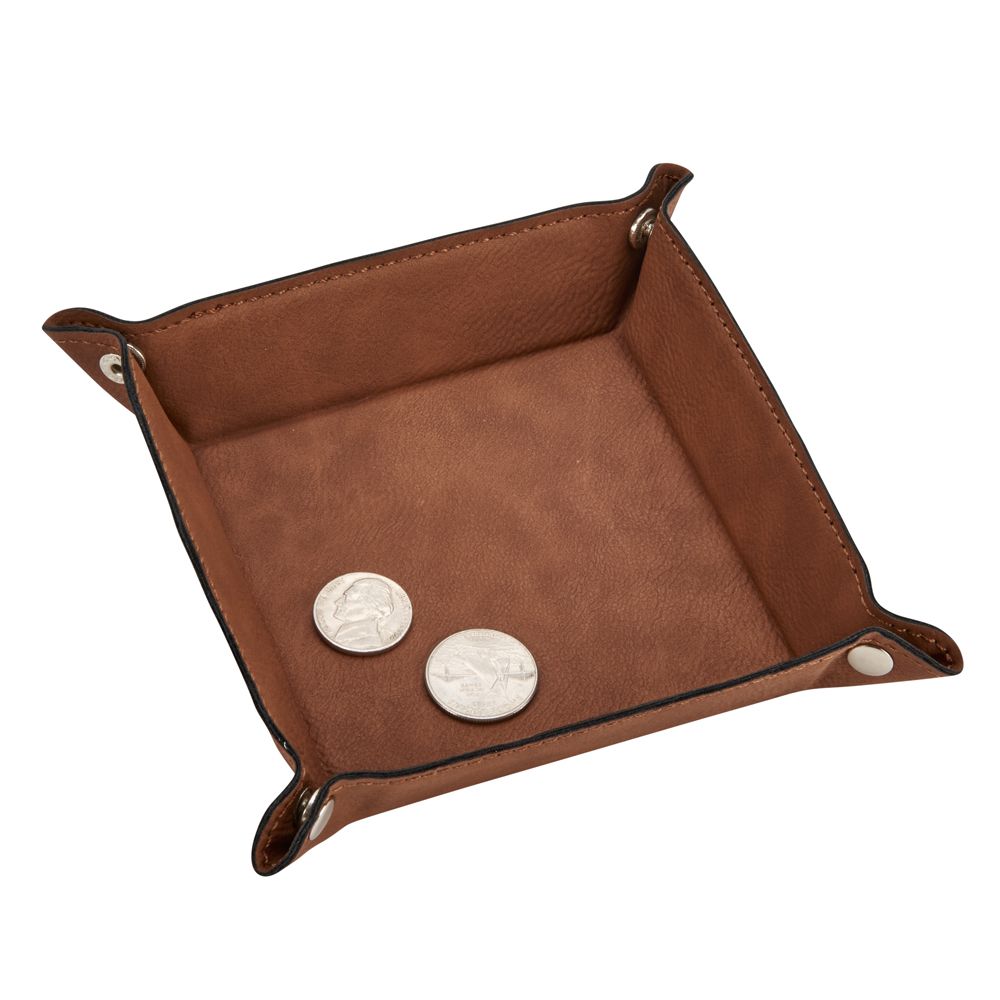 Leatherette Snap Tray, Caramel 5"