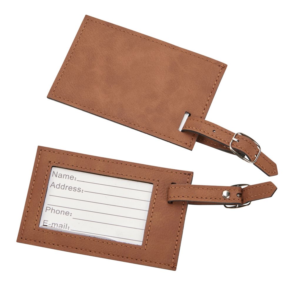 Leatherette Luggage Tag, Caramel 2.75" X 4.375"