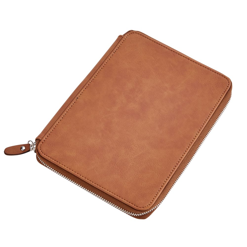 Leatherette Zippered Case Caramel  9" X 6.5"