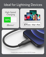Anker 641 USB-C to Lightning Cable, 3 ft silicone cable with Flow design, suitable for charging Apple devices and data transfer.