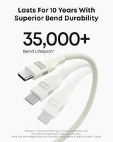 Anker upcycled braided USB-A to USB-C cable, 3 ft or 6 ft, with durable design for charging and data transfer.