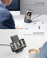 Anker 313 Wireless Charging Stand for smartphones, vertical stand with charging pad, black, compact design, charging only