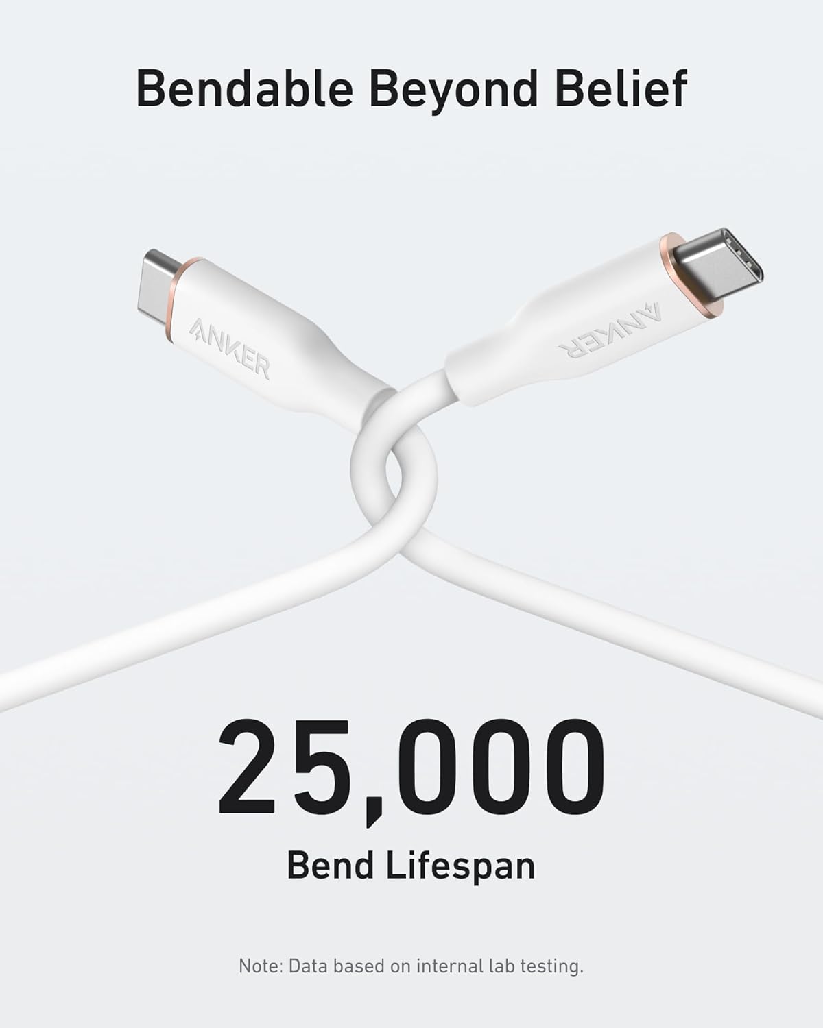 Anker 643 USB-C to USB-C silicone charging cable, durable and flexible for fast device power transfer.