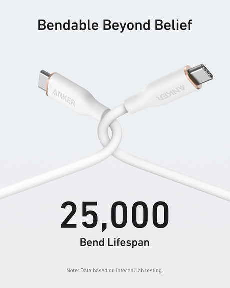 Anker 643 USB-C to USB-C silicone charging cable, durable and flexible for fast device power transfer.