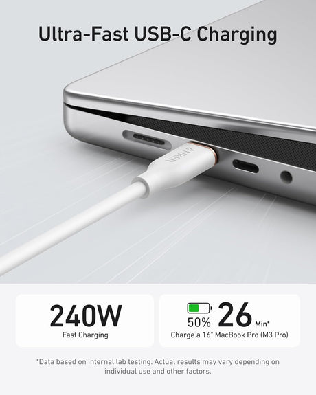 Anker 643 USB-C to USB-C silicone charging cable, durable and flexible for fast device charging.