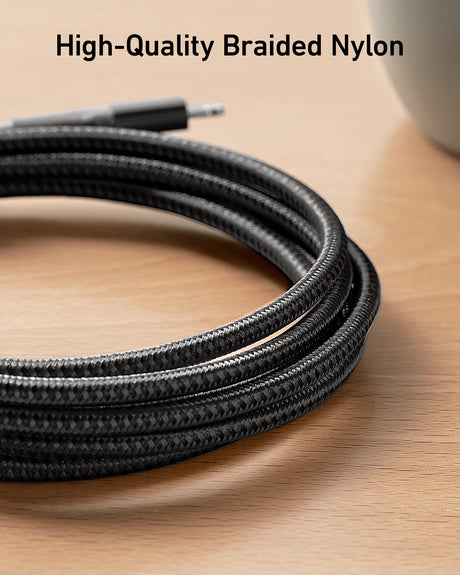 Anker 551 USB-A to Lightning charging cable in black, 6 feet long, suitable for Apple devices.