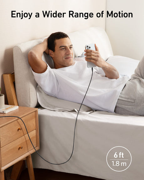 Anker 551 USB-A to Lightning charging cable in black, 6 feet long, showing the cable with connector ends for Apple devices.