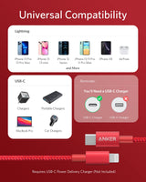 Anker 331 USB-C to Lightning charging cable with durable design and compact connector for fast device charging.