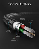 Anker 331 USB-C to Lightning charging cable, white nylon braided design, durable and flexible for Apple device charging