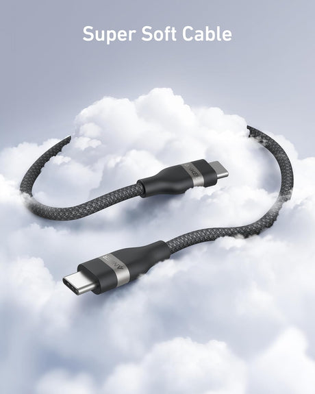 Anker USB-C to USB-C braided cable, 3 ft or 6 ft, upcycled material, supports 240W charging, durable and flexible design
