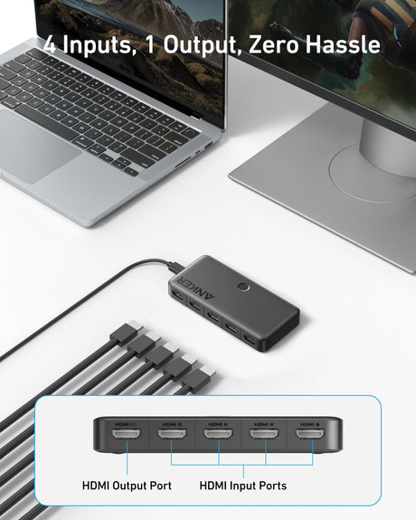 Anker HDMI Switch (4 in 1 Out, 4K HDMI) - AKD Ink