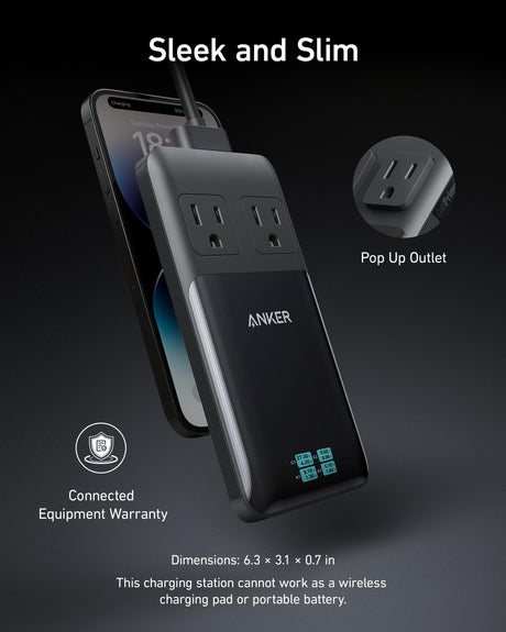 Anker Prime 6-in-1 140W charging station with multiple ports and sleek design for fast device charging.