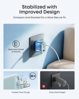Anker Nano 70W USB-C charger with three ports, compact design, and sleek black finish for fast device charging.