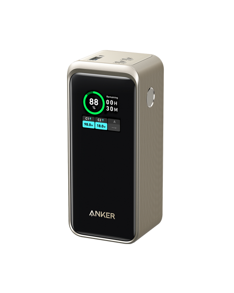 Anker Prime 20K 200W power bank for charging devices, featuring sleek design and multiple ports for fast mobile power.