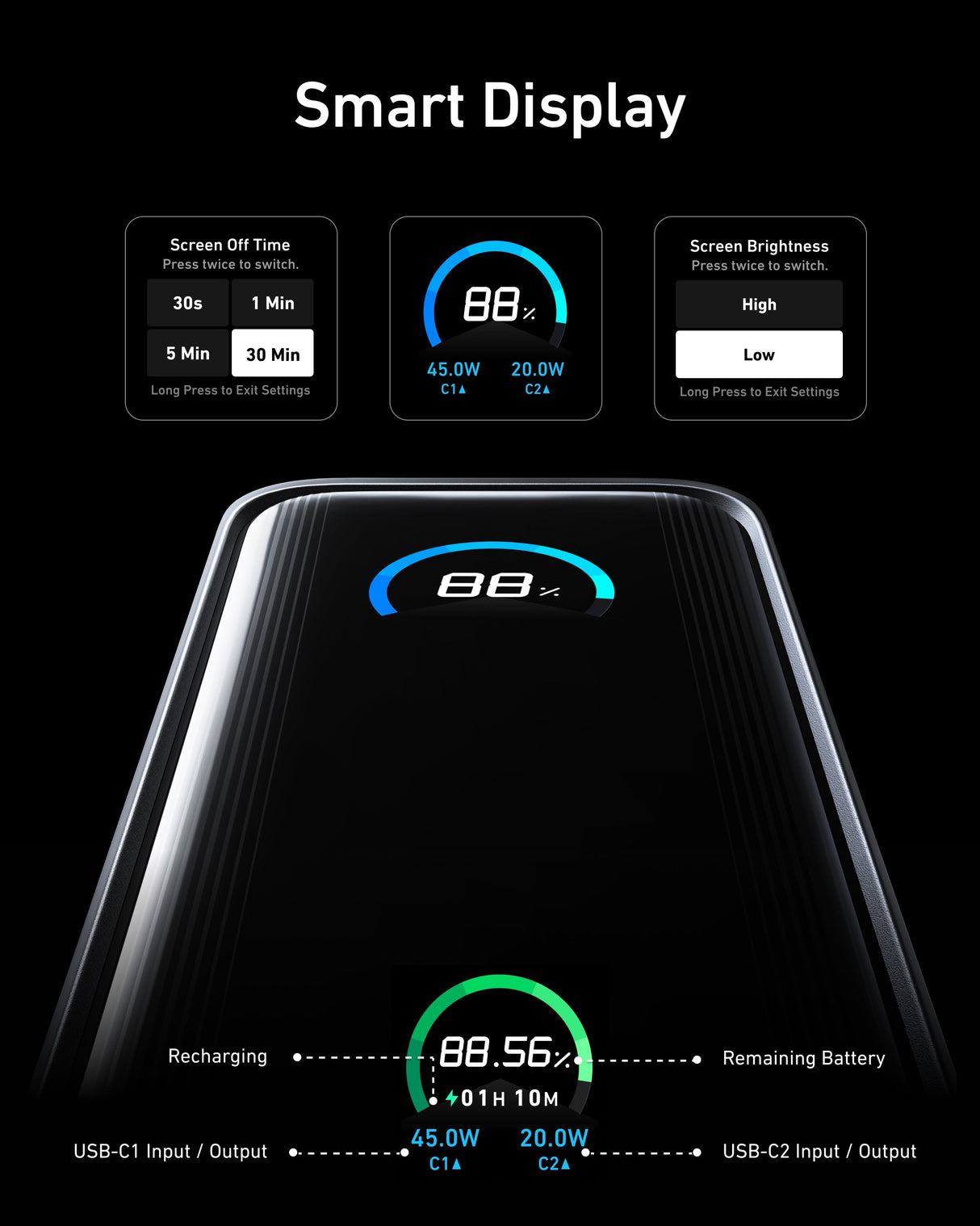 Anker Prime Power Bank 9.6K with 65W fusion charging, compact portable power bank for fast device charging