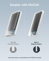 Anker 621 MagGo magnetic battery charger attached to a smartphone for portable charging.