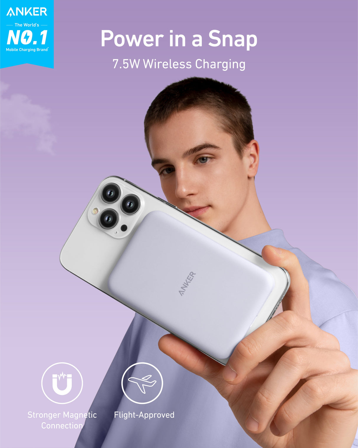 Anker 621 Magnetic Battery MagGo for wireless charging, compact portable power bank with magnetic attachment for smartphones.
