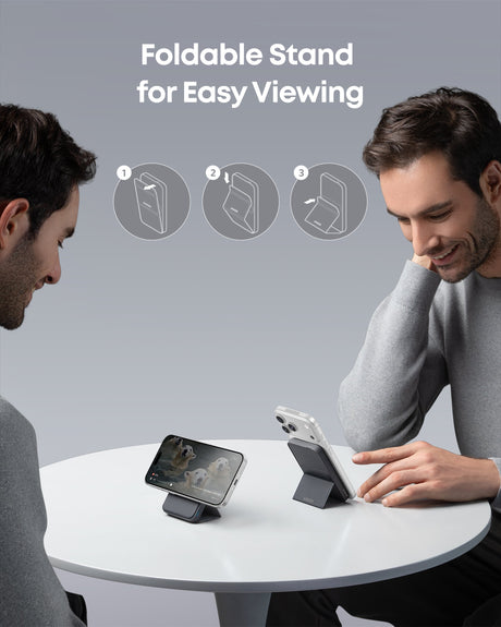 Anker 622 MagGo magnetic battery charger with sleek design, attached to a smartphone for portable charging.