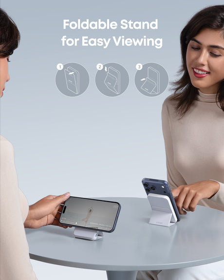 Anker 622 MagGo magnetic battery pack for charging devices, shown attached to a smartphone with a sleek design and compact form.