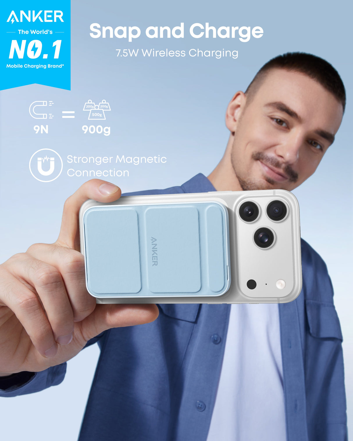 Anker 622 MagGo magnetic battery pack for charging smartphones with a sleek design and magnetic attachment.