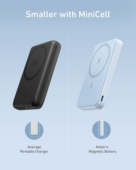 Anker 622 MagGo Magnetic Battery charger attached to a smartphone, showcasing portable charging capability and sleek design.