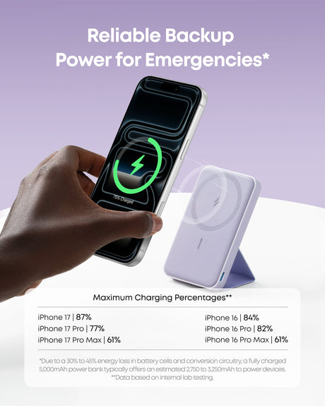 Anker 622 Magnetic Battery MagGo for charging, showing the sleek portable power bank with magnetic attachment in a close-up shot.