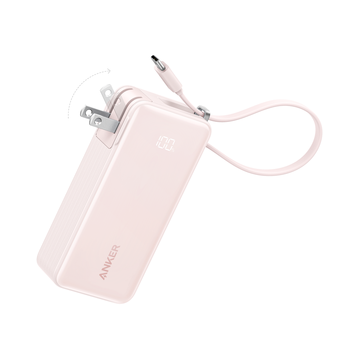 Anker Power Bank 10K Fusion with built-in cable, portable external battery for charging devices on the go.