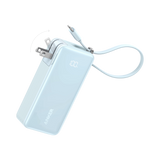 Anker Power Bank 10K Fusion with built-in cable, compact portable charger for smartphones and devices, black finish.