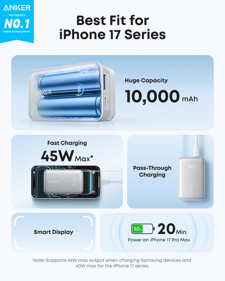 Anker Nano Power Bank (10K, 45W, Built-In Retractable USB-C Cable) - AKD Ink