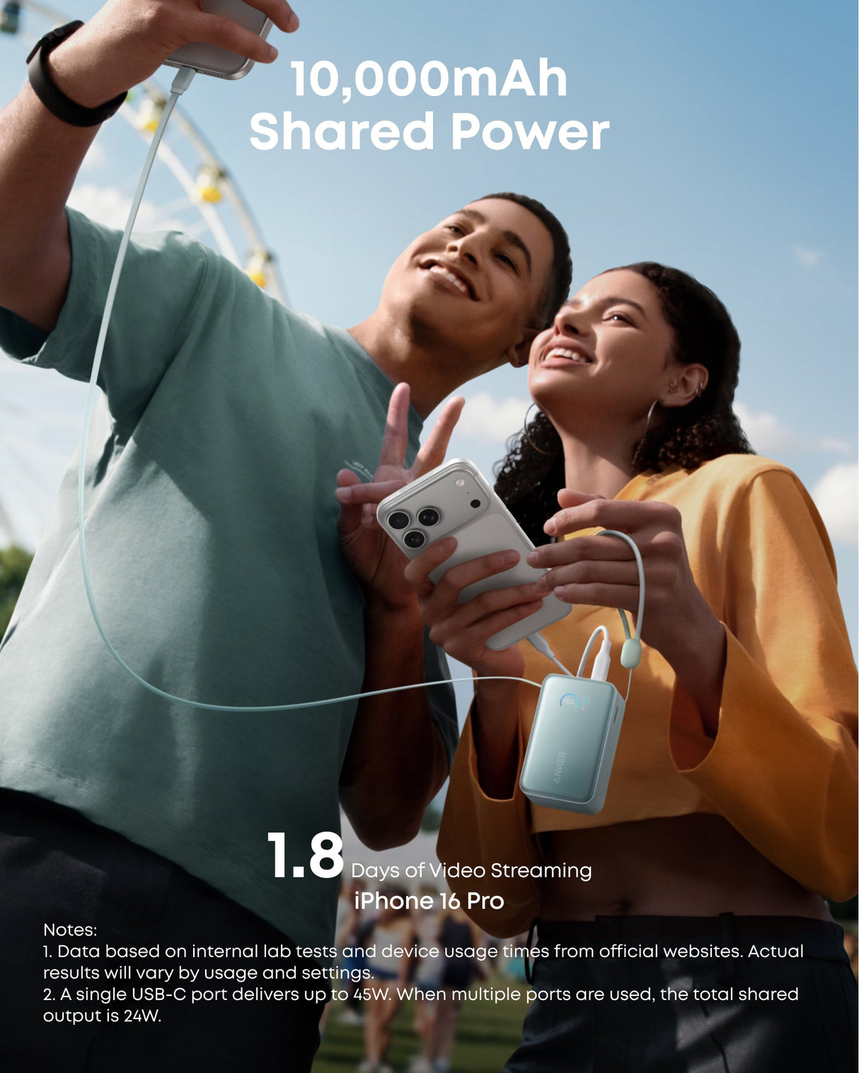 Anker Nano Power Bank (10K, 45W, Built-In Retractable USB-C Cable) - AKD Ink