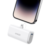 Anker Nano Power Bank with built-in Lightning connector, compact portable charger for charging devices on the go.