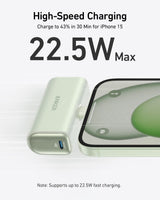 Anker Nano Power Bank with 22.5W USB-C built-in connector for charging devices on the go.