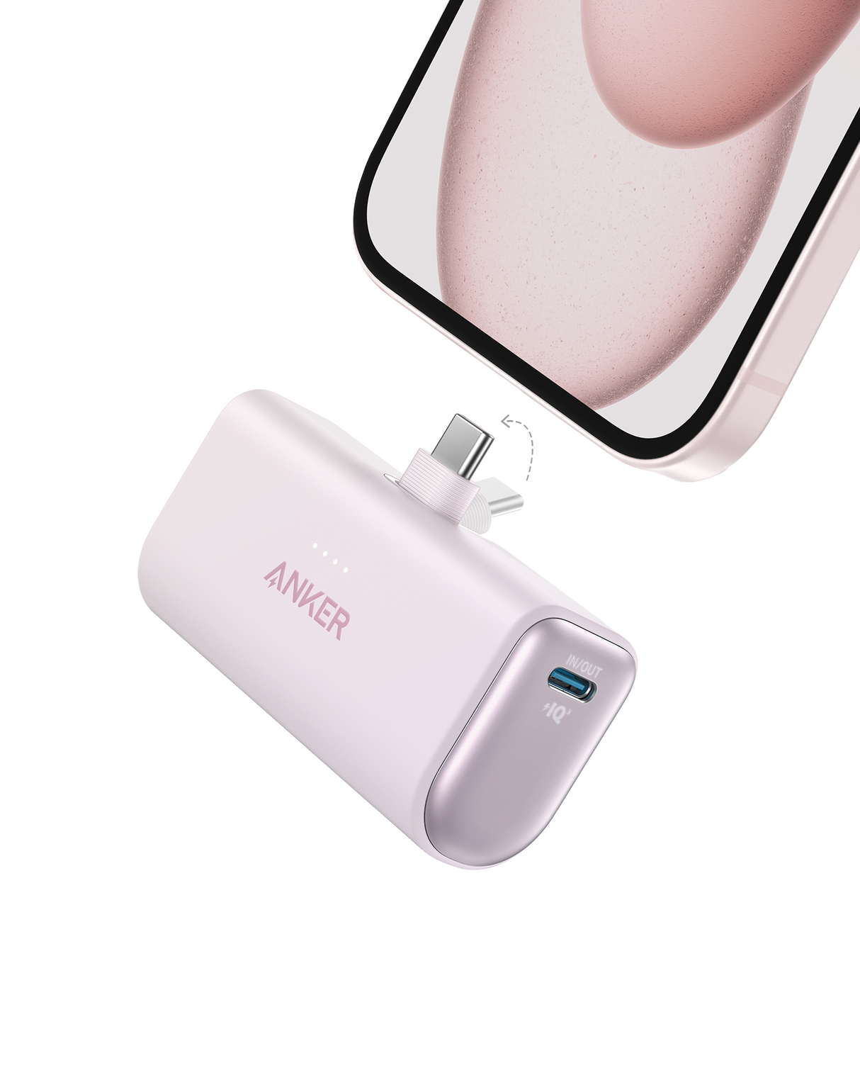 Anker Nano 22.5W power bank with built-in USB-C connector, charging device in a compact portable design