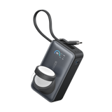 Anker MagGo 10K 35W power bank with MagSafe magnetic charger for Apple Watch, compact portable design, front view.