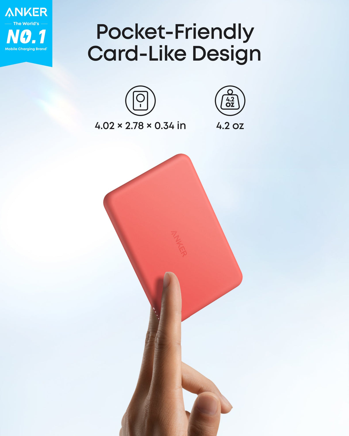 Anker Nano 5K power bank with MagGo, slim portable battery showing sleek design and USB-C port for mobile charging.