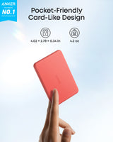 Anker Nano 5K power bank with MagGo, slim portable battery showing sleek design and USB-C port for mobile charging.