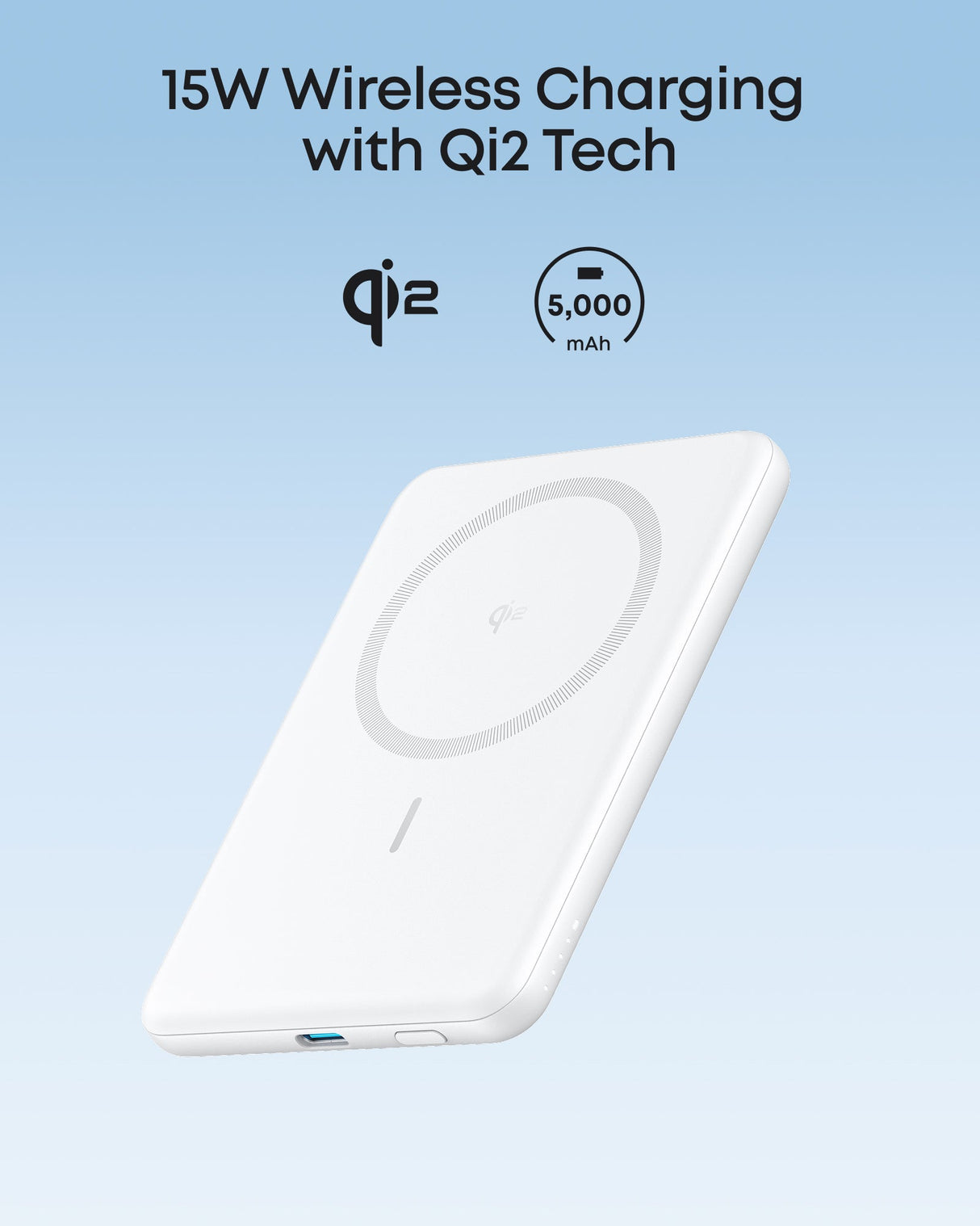 Anker Nano 5K MagGo slim power bank with USB-C port and compact design, suitable for charging devices on the go.