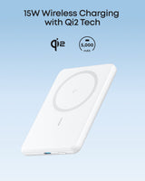 Anker Nano 5K MagGo slim power bank with USB-C port and compact design, suitable for charging devices on the go.