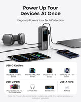 Anker 25,000mAh laptop power bank with 165W output, built-in retractable cables, portable charger for laptops and devices