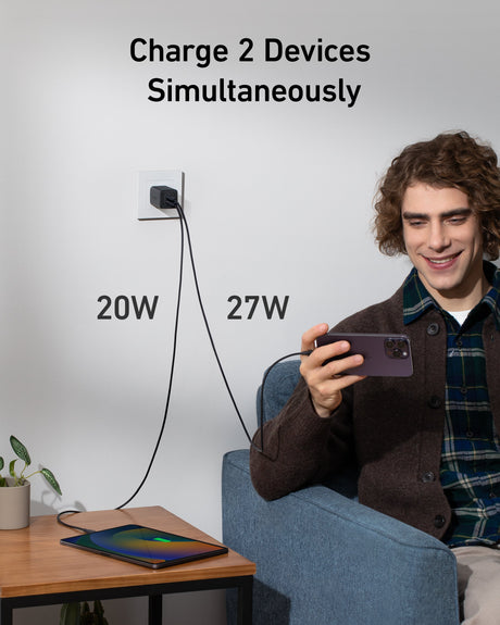 Anker 523 Nano 3 47W charger with compact design and USB-C port for fast device charging.