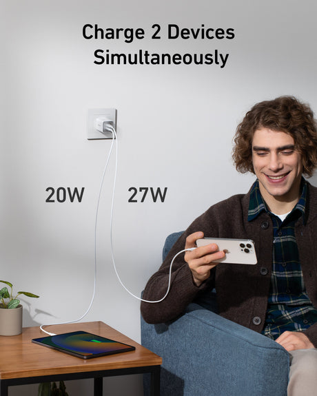 Anker 523 Nano 3 47W charger with compact design and USB-C port for fast device charging.