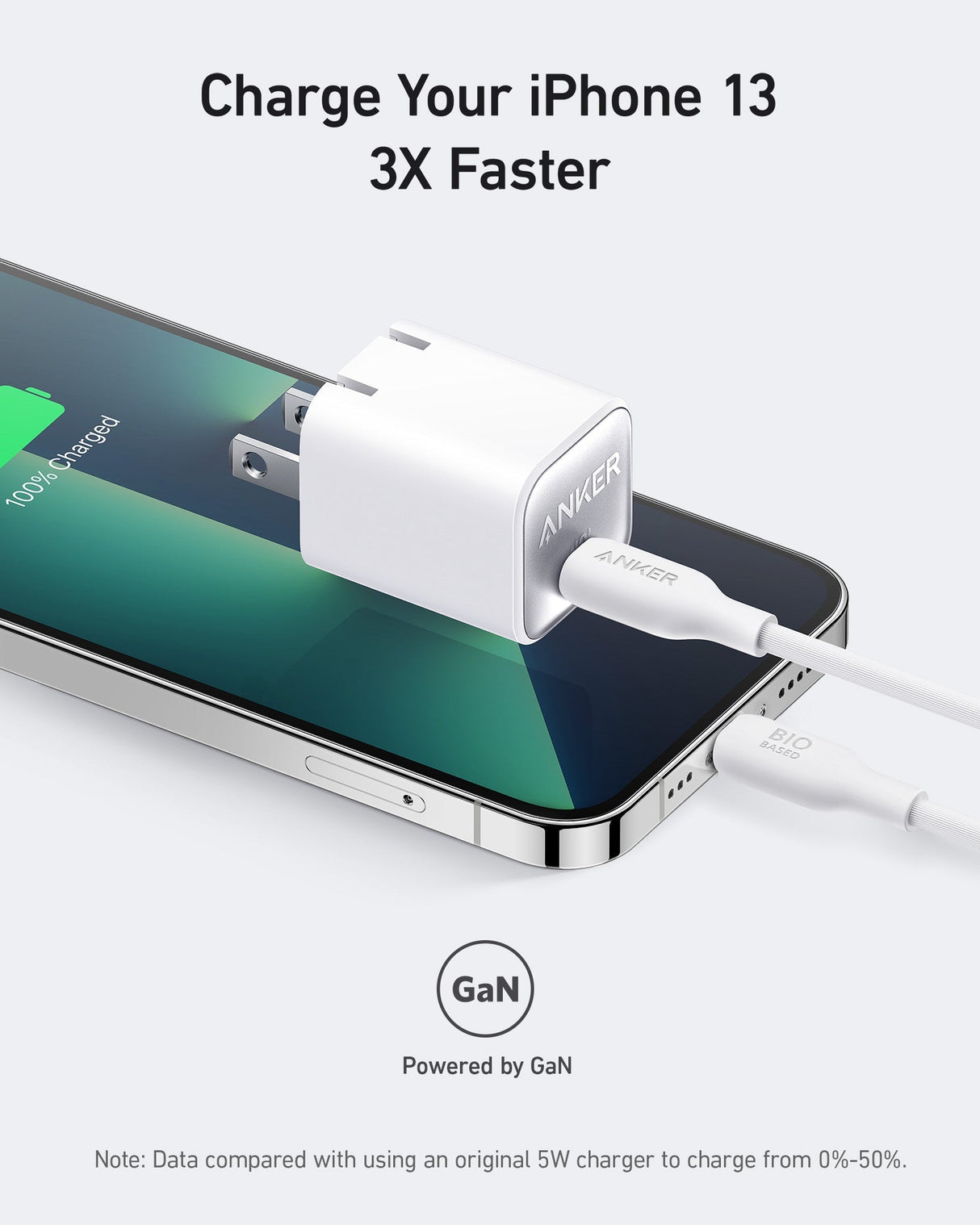 Anker Nano 30W charging adapter with compact design, USB-C port, and sleek black finish for fast device charging.