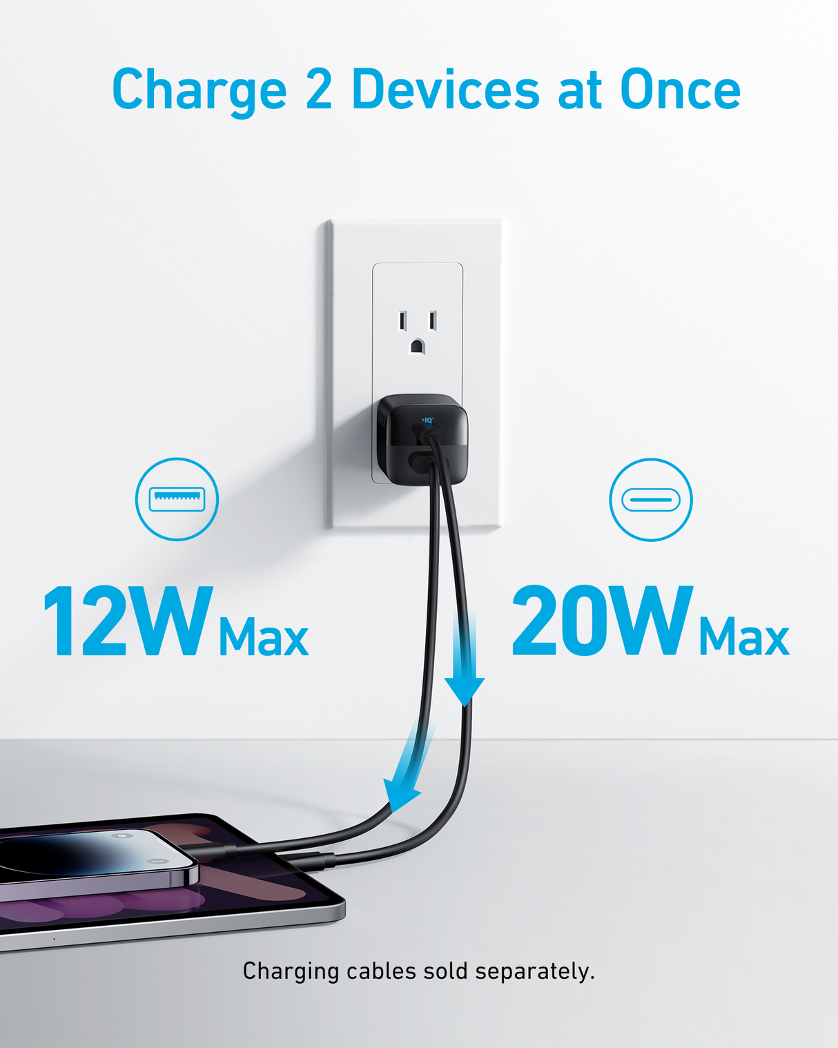 Anker 323 33W charging-only wall charger with compact design and USB-C port for fast device charging.
