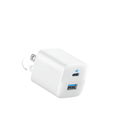 Anker 323 33W charging only USB-C power adapter with compact design and sleek black finish.